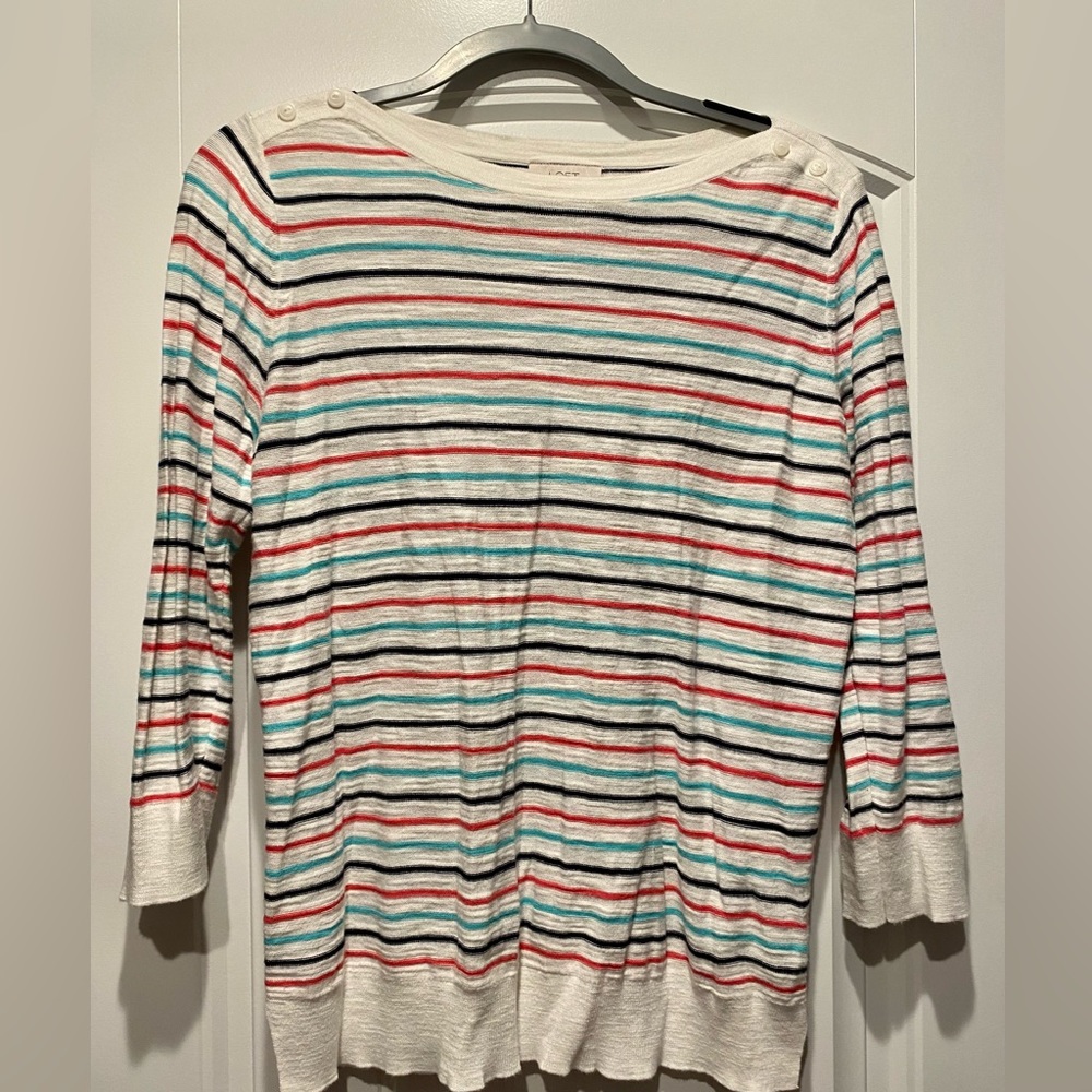 Loft Striped Boatneck Light Sweater
